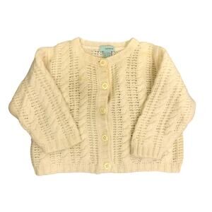 Celeste Cardigan Baby Size 12-18M Creamy Cable Knit Long Sleeve‎ 100% Cashmere